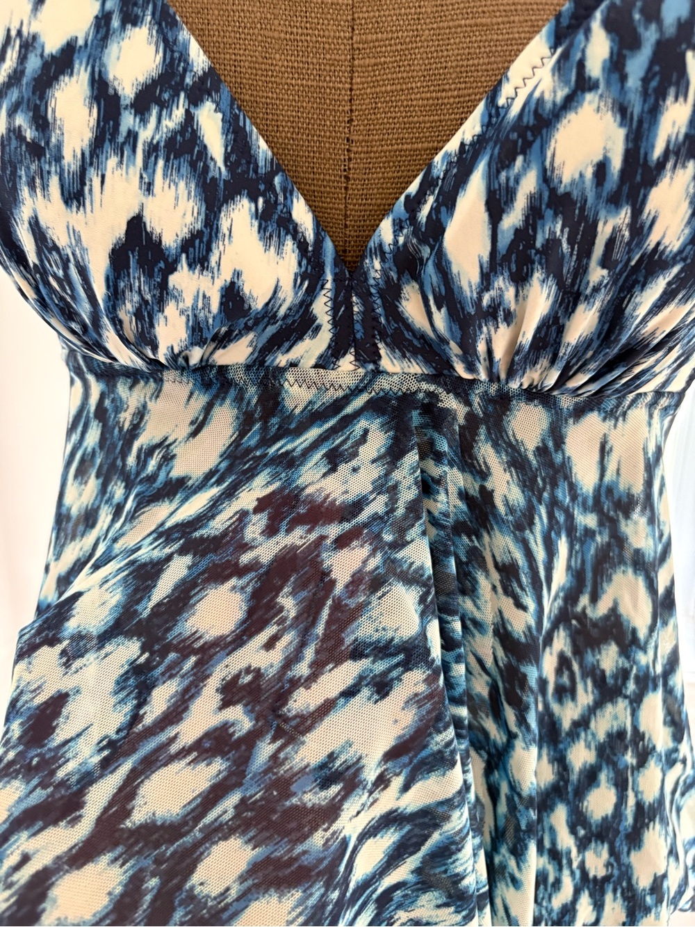 Blue Patterned Halter Tankini Top - Picture 3 of 8